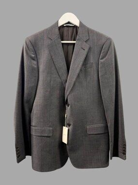 ARMANI COLLEZIONI Grey Wool Check Pattern Blazer Jacket Sz IT 48R Suit Jacket